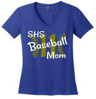 Baseball Mom Ladies V Neck Short Sleeve Shirt